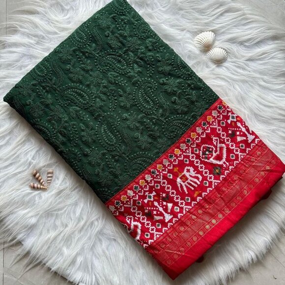 chikankari lucknow embroidered-saree - Picture 14 of 16